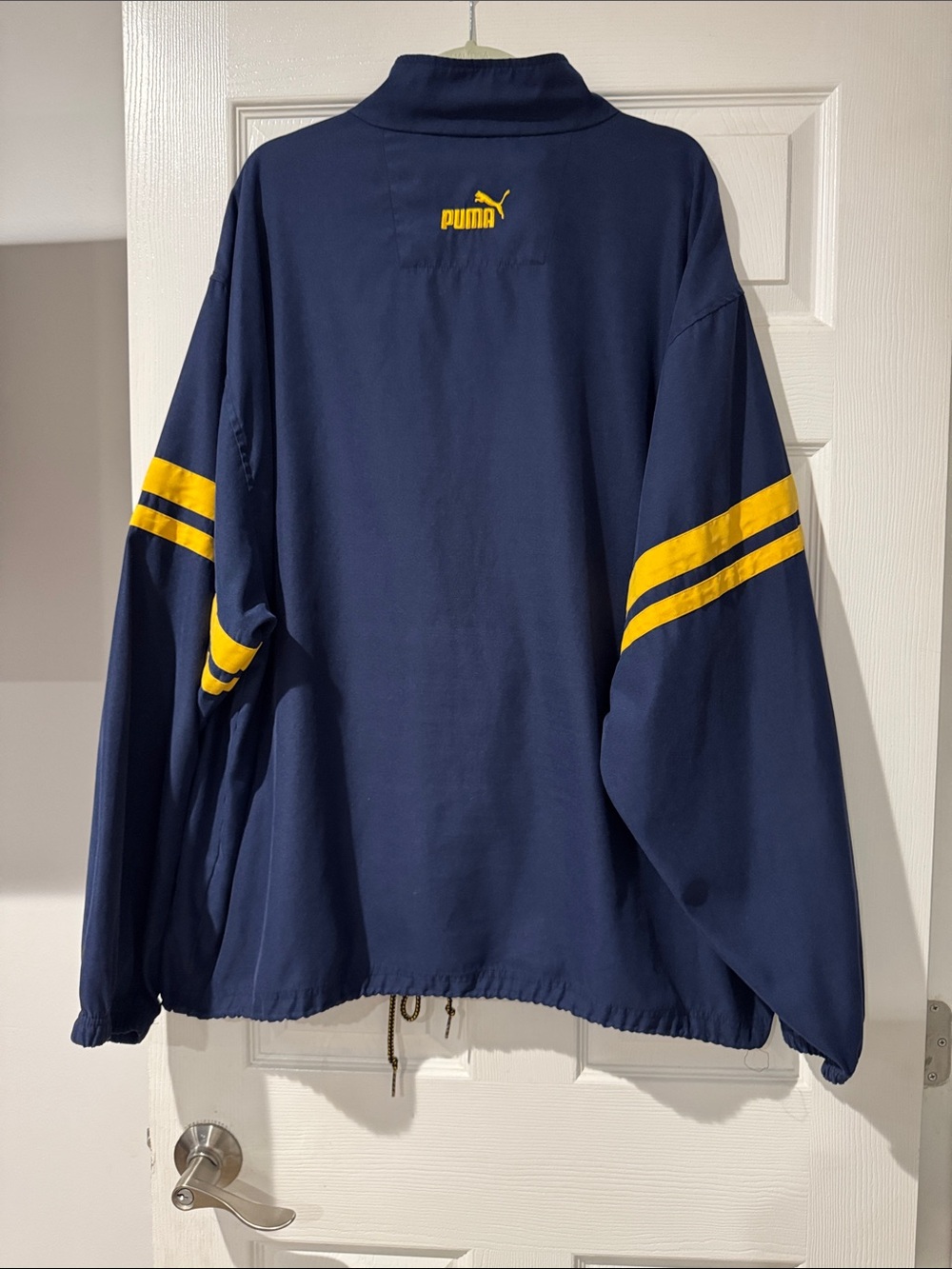 Puma Navy Jacket with Yellow Collar & Sleeve Stripes size XXL - Picture 3 of 7